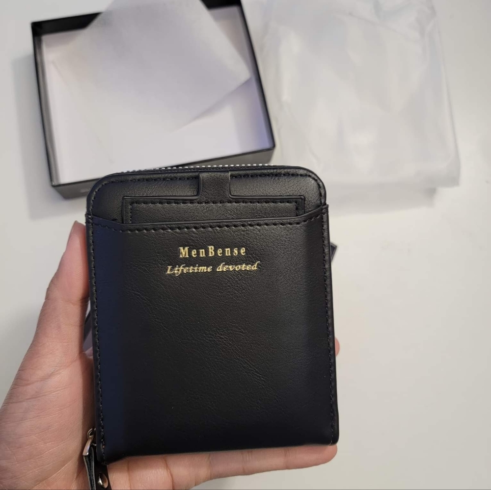 Zipper wallets for men bifold wallets for men Annual gift for him Black BRANDNEW